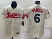Wholesale Cheap Men's Los Angeles Angels #6 Anthony Rendon Cream 2022 City Connect Flex Base Stitched Jersey