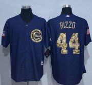Wholesale Cheap Cubs #44 Anthony Rizzo Denim Blue Salute to Service Stitched MLB Jersey