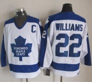 Wholesale Cheap Maple Leafs #22 Tiger Williams White/Blue CCM Throwback Stitched NHL Jersey