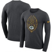 Wholesale Cheap Men's Green Bay Packers Nike Heathered Charcoal Fan Gear Icon Performance Long Sleeve T-Shirt