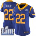 Wholesale Cheap Nike Rams #22 Marcus Peters Royal Blue Alternate Super Bowl LIII Bound Women's Stitched NFL Vapor Untouchable Limited Jersey