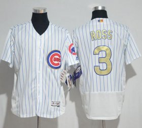 Wholesale Cheap Cubs #3 David Ross White(Blue Strip) Flexbase Authentic 2017 Gold Program Stitched MLB Jersey