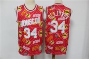 Wholesale Cheap Men's Houston Rockets #34 Hakeem Olajuwon Red Tear Up Pack Mitchell & Ness Swingman Jeresy