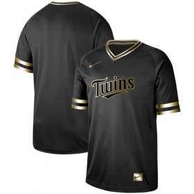 Wholesale Cheap Nike Twins Blank Black Gold Authentic Stitched MLB Jersey