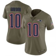 Wholesale Cheap Nike Patriots #10 Josh Gordon Olive Women's Stitched NFL Limited 2017 Salute to Service Jersey