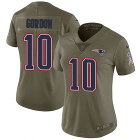 Wholesale Cheap Nike Patriots #10 Josh Gordon Olive Women\'s Stitched NFL Limited 2017 Salute to Service Jersey