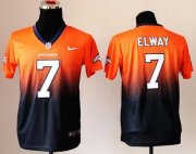 Wholesale Cheap Nike Broncos #7 John Elway Orange/Blue Youth Stitched NFL Elite Fadeaway Fashion Jersey