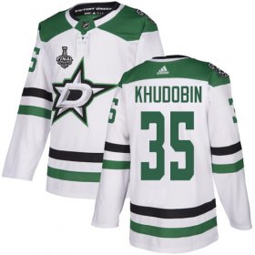 Wholesale Cheap Adidas Stars #35 Anton Khudobin White Road Authentic 2020 Stanley Cup Final Stitched NHL Jersey
