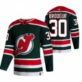 Wholesale Cheap New Jersey Devils #30 Martin Brodeur Green Men's Adidas 2020-21 Reverse Retro Alternate NHL Jersey