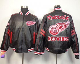 Wholesale Cheap Detroit Red Wings NHL Black Leather Jacket