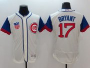 Wholesale Cheap Cubs #17 Kris Bryant Cream/Blue Flexbase Authentic Collection 1942 Turn Back The Clock Stitched MLB Jersey