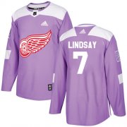 Wholesale Cheap Adidas Red Wings #7 Ted Lindsay Purple Authentic Fights Cancer Stitched NHL Jersey