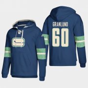 Wholesale Cheap Vancouver Canucks #60 Markus Granlund Blue adidas Lace-Up Pullover Hoodie