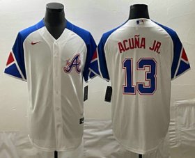 Cheap Men\'s Atlanta Braves #13 Ronald Acuna Jr White 2023 City Connect Cool Base Stitched Jersey