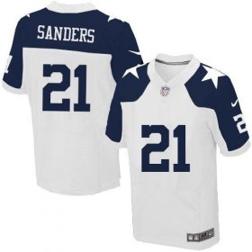 Wholesale Cheap Nike Cowboys #21 Deion Sanders White Thanksgiving Men\'s Stitched NFL Throwback Elite Jersey