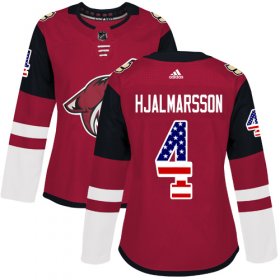 Wholesale Cheap Adidas Coyotes #4 Niklas Hjalmarsson Maroon Home Authentic USA Flag Women\'s Stitched NHL Jersey