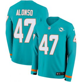 Wholesale Cheap Nike Dolphins #47 Kiko Alonso Aqua Green Team Color Men\'s Stitched NFL Limited Therma Long Sleeve Jersey