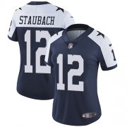 Wholesale Cheap Nike Cowboys #12 Roger Staubach Navy Blue Thanksgiving Women's Stitched NFL Vapor Untouchable Limited Throwback Jersey