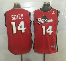 Wholesale Cheap Men\'s Detroit Pistons #14 Malik Sealy Red Hardwood Classics Soul Swingman Throwback Jersey