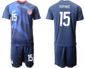 Wholesale Cheap Men 2020-2021 Season National team United States away blue 15 Soccer Jersey