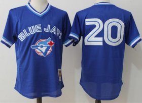 Wholesale Cheap Mitchell And Ness Blue Jays #20 Josh Donaldson Blue Throwback Stitched MLB Jersey
