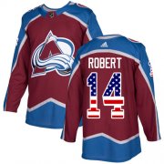 Wholesale Cheap Adidas Avalanche #14 Rene Robert Burgundy Home Authentic USA Flag Stitched NHL Jersey