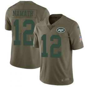 Wholesale Cheap Nike Jets #12 Joe Namath Olive Men\'s Stitched NFL Limited 2017 Salute to Service Jersey