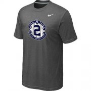 Wholesale Cheap Nike New York Yankees #2 Derek Jeter Official Final Season Commemorative Logo T-Shirt Dark Grey