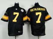 Wholesale Cheap Nike Steelers #7 Ben Roethlisberger Black(Gold No.) Men's Stitched NFL Elite Jersey