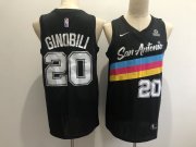 Wholesale Cheap Men's San Antonio Spurs #20 Manu Ginobili Black 2021 Nike City Edition Swingman Stitched NBA Jersey With The NEW Sponsor Logo