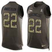 Wholesale Cheap Nike Broncos #22 C.J. Anderson Green Men's Stitched NFL Limited Salute To Service Tank Top Jersey