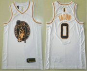 Wholesale Cheap Men's Boston Celtics #0 Jayson Tatum White Golden Nike Swingman Stitched NBA Jersey