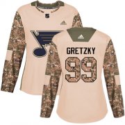 Wholesale Cheap Adidas Blues #99 Wayne Gretzky Camo Authentic 2017 Veterans Day Women's Stitched NHL Jersey