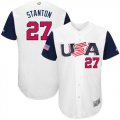 Wholesale Cheap Team USA #27 Giancarlo Stanton White 2017 World MLB Classic Authentic Stitched MLB Jersey
