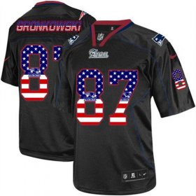 Wholesale Cheap Nike Patriots #87 Rob Gronkowski Black Men\'s Stitched NFL Elite USA Flag Fashion Jersey