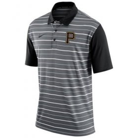 Wholesale Cheap Men\'s Pittsburgh Pirates Nike Gray Dri-FIT Stripe Polo