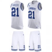 Wholesale Cheap Nike Cowboys #21 Deion Sanders White Men's Stitched NFL Limited Tank Top Suit Jersey