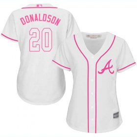 Wholesale Cheap Braves #20 Josh Donaldson White/Pink Fashion Women\'s Stitched MLB Jersey
