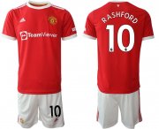 Wholesale Cheap Men 2021-2022 Club Manchester United home red 10 Adidas Soccer Jersey