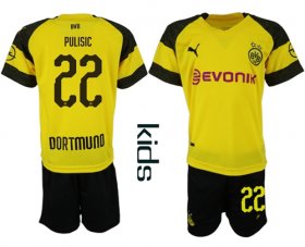 Wholesale Cheap Dortmund #22 Pulisic Home Kid Soccer Club Jersey