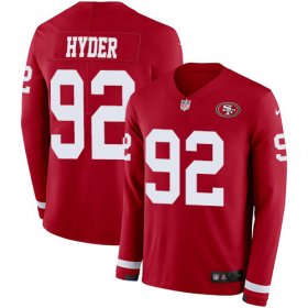 Wholesale Cheap Nike 49ers #92 Kerry Hyder Red Team Color Youth Stitched NFL Limited Therma Long Sleeve Jersey