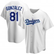 Wholesale Cheap Men's Los Angeles Dodgers #81 Victor Gonzalez Replica White Home Nike Jersey