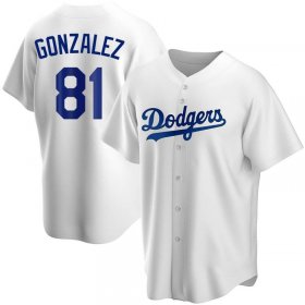 Wholesale Cheap Men\'s Los Angeles Dodgers #81 Victor Gonzalez Replica White Home Nike Jersey