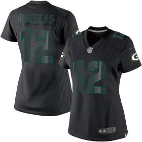 Wholesale Cheap Nike Packers #12 Aaron Rodgers Black Impact Women\'s Stitched NFL Limited Jersey