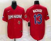 Cheap Men's Dominican Republic Baseball #13 Manny Machado 2023 Red World Classic Stitched Jersey