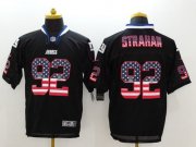 Wholesale Cheap Nike Giants #92 Michael Strahan Black Men's Stitched NFL Elite USA Flag Fashion Jersey