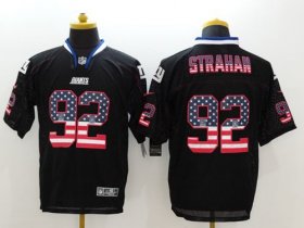 Wholesale Cheap Nike Giants #92 Michael Strahan Black Men\'s Stitched NFL Elite USA Flag Fashion Jersey