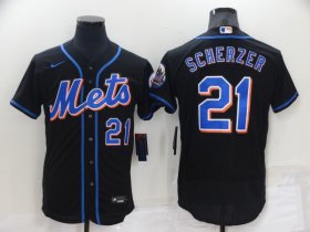 Wholesale Cheap Men\'s New York Mets #21 Max Scherzer Black Stitched MLB Flex Base Nike Jersey
