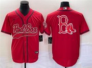 Wholesale Cheap Men's Boston Red Sox Red Team Big Logo With Patch Cool Base Stitched Baseball Jersey