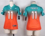 Wholesale Cheap Nike Dolphins #11 DeVante Parker Aqua Green/Orange Women's Stitched NFL Elite Fadeaway Fashion Jersey